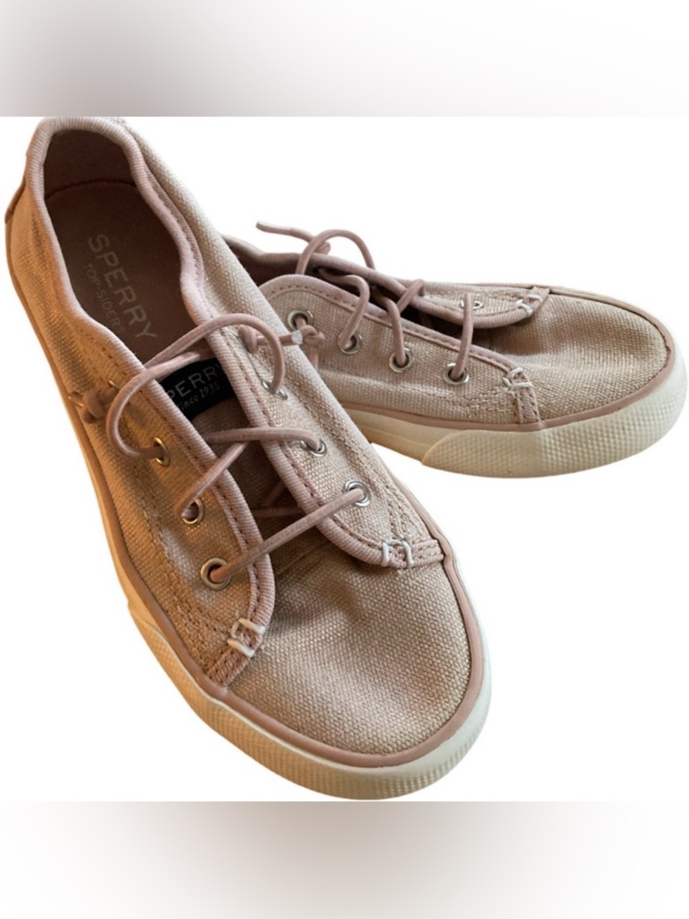 Sperry Top-Siders Kids Sz 12 Seacoast Pink Shimmer Canvas Boat Shoes Slip on